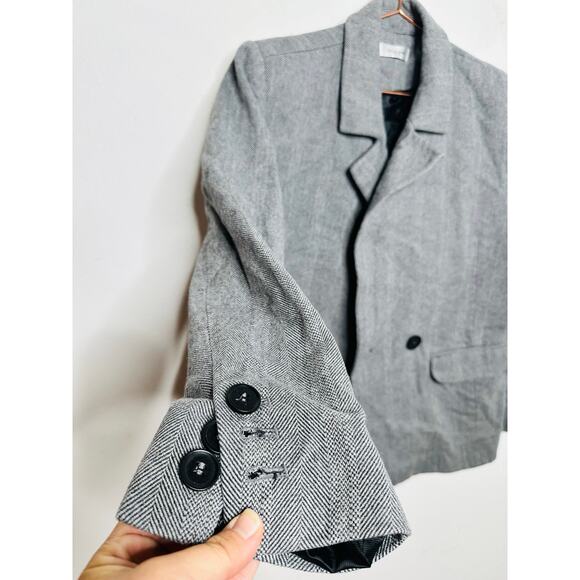 ANNIE BING Grey Wool Blend Boxy Cut Style Oversized Striped Becky Blazer size S - Picture 5 of 14